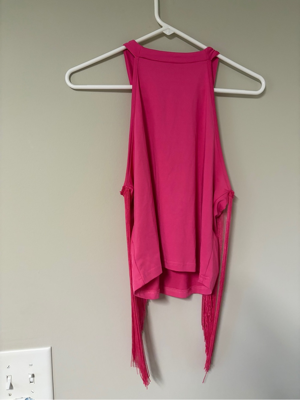 Fringe Tank Top in Hot Pink Y2K Clubwear Western Cowgirl Stagecoach Womens L - Picture 4 of 4